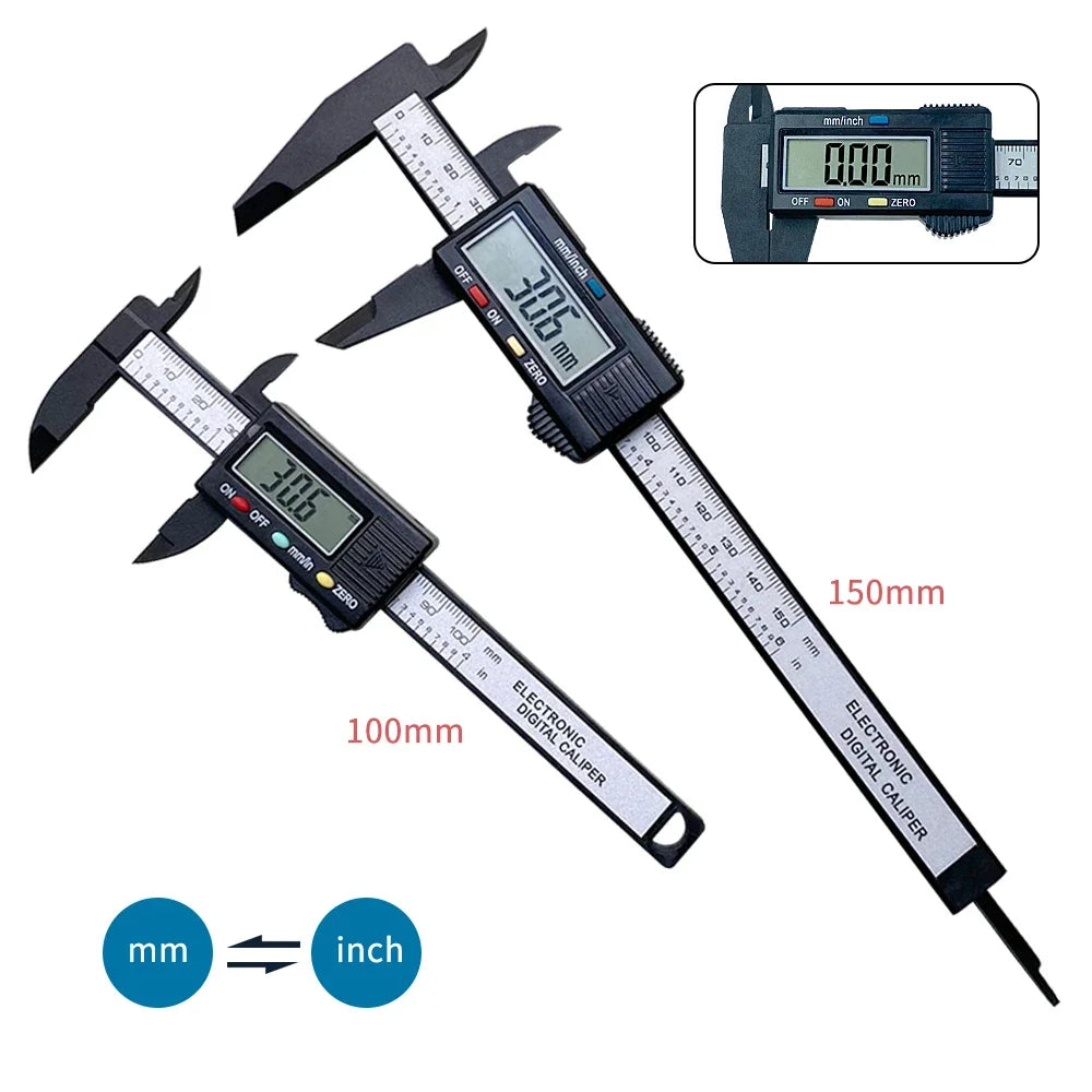 Digital Vernier Caliper 100–150mm – Carbon Fiber Electronic Measuring Tool