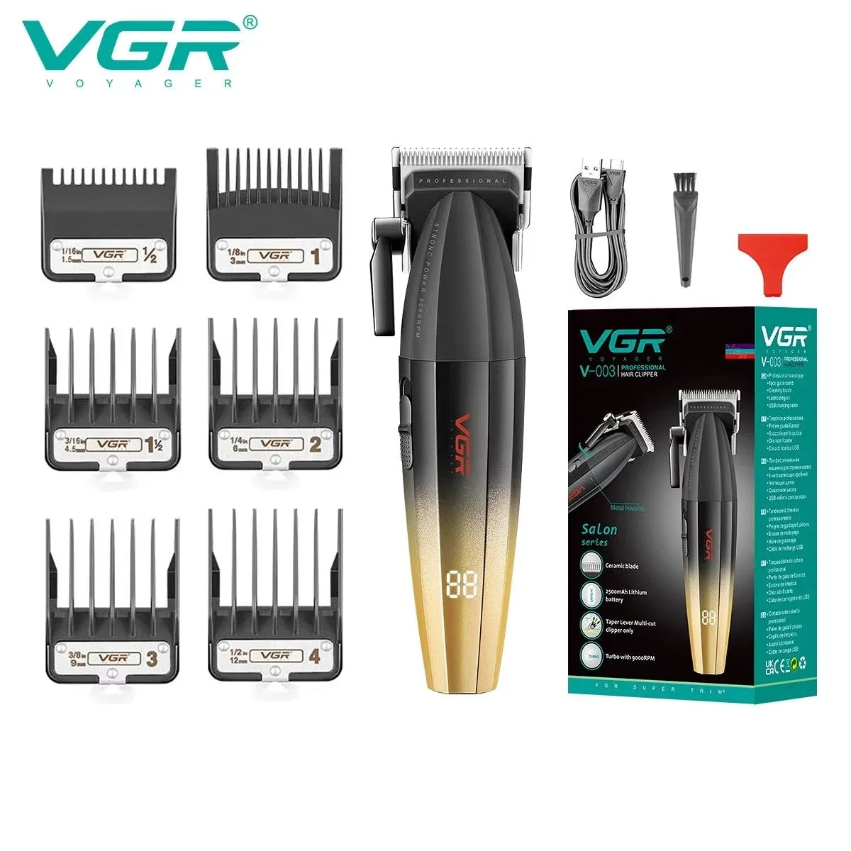 VGR Professional Hair Clipper | V-003 V-906 V-308 | Metal Body | Barber & Beard Trimmer