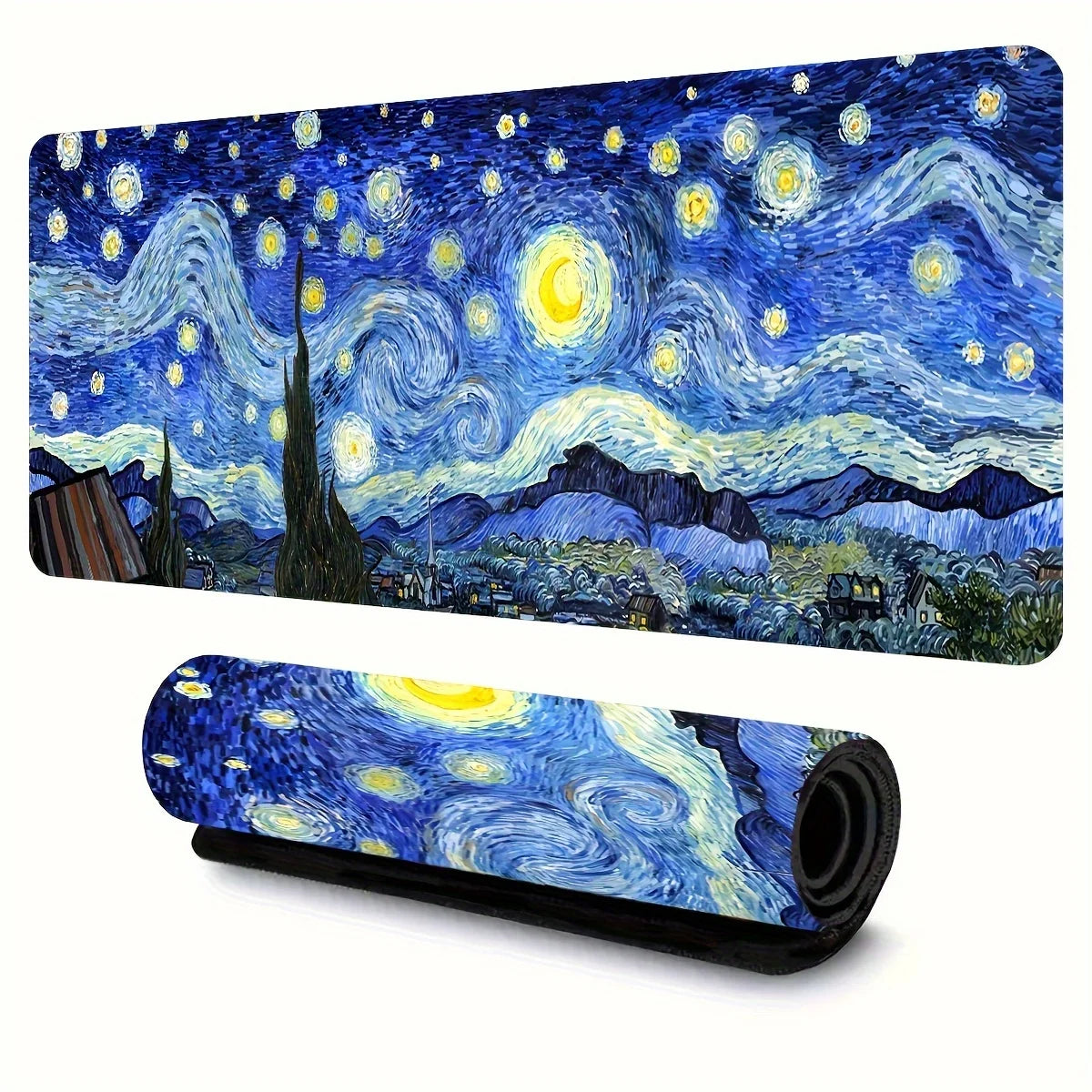 Van Gogh Starry Night XXL Extended Gaming Mouse Pad – Anti-Slip Desk Mat for Keyboard & Mouse