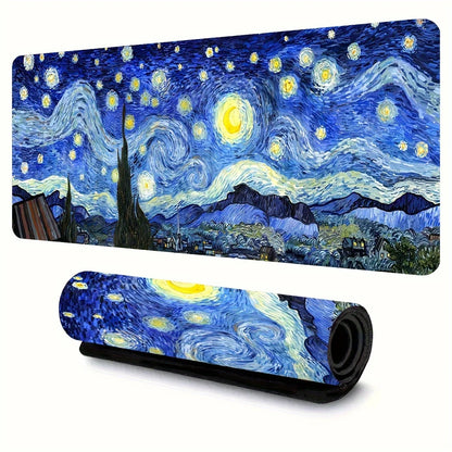 Van Gogh Starry Night XXL Extended Gaming Mouse Pad – Anti-Slip Desk Mat for Keyboard & Mouse