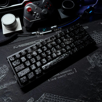 ICECARBON BLACKCARBON Forged Carbon Keycaps | Cherry Profile | Semi-Frosted | Side-Laser Engraved | 120 Keys