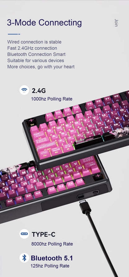 SKYLOONG GK104 Pro Full-Size Wireless Mechanical Keyboard – 104 Key, Hot-Swap, RGB, Macro Knob