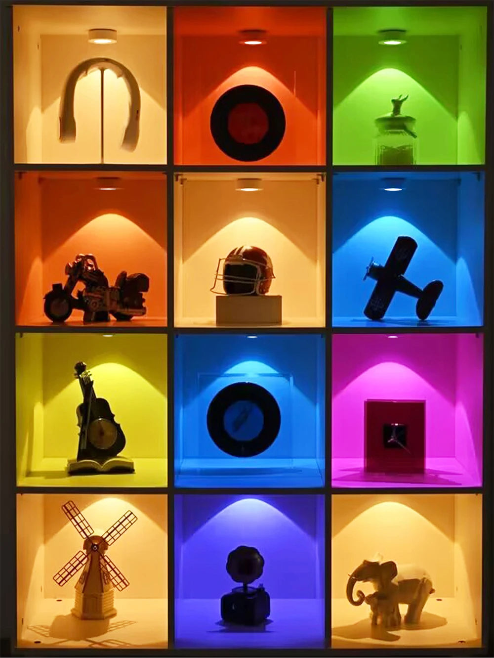 RGB LED Under Cabinet Light – 16 Colors, USB Rechargeable, Remote Control