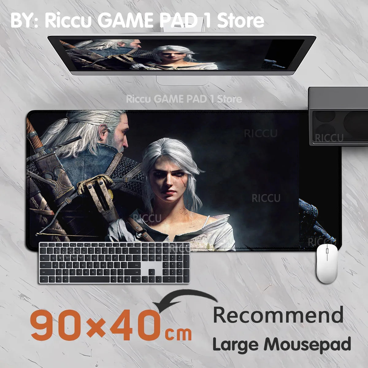 The Witcher 3 XXL Gaming Mouse Pad – Non-Slip, Lockedge, Thickened, Oversized Deskmat