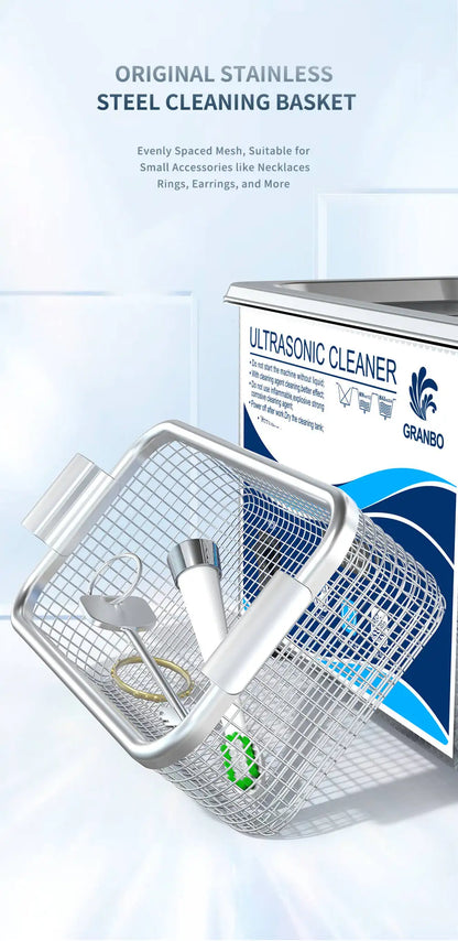 800ml Ultrasonic Cleaner 60W | EU Plug | Degas | 110V-220V | Watches & Jewelry