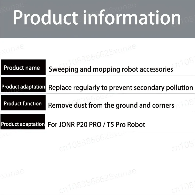JONR P20 PRO / T5 Pro Robot Vacuum Spare Parts – Brush, Filter, Mop & Dust Bag