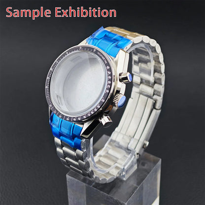 39.7mm Men's Watch Case for VK63 Movement – Metal Case with 20mm Strap Fit & Watch Box
