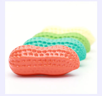 Peanut Squeaky Dog Chew Toy | TPR Teeth Cleaning Interactive Pet Toy