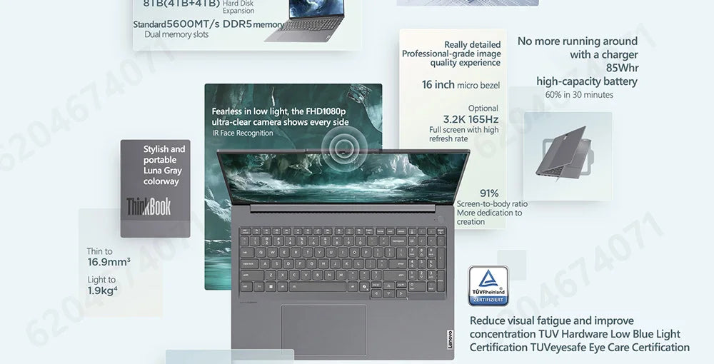 Lenovo ThinkBook 16+ 2025 – Intel Ultra 7/9, 32GB DDR5, 1TB SSD, 16" 3.2K 165Hz