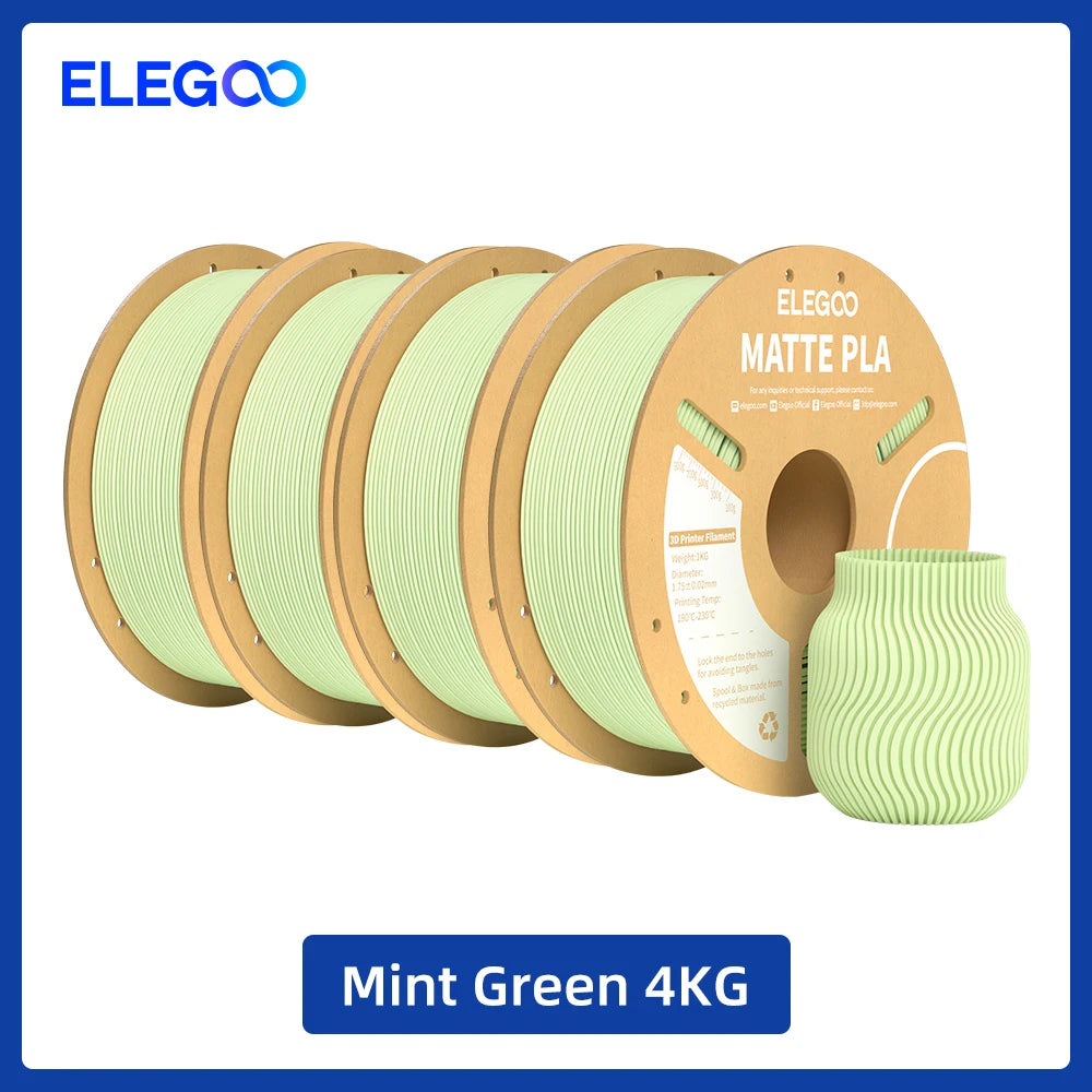 ELEGOO Matte PLA Filament 1.75mm 1KG – +/-0.02mm Accuracy, Cardboard Spool