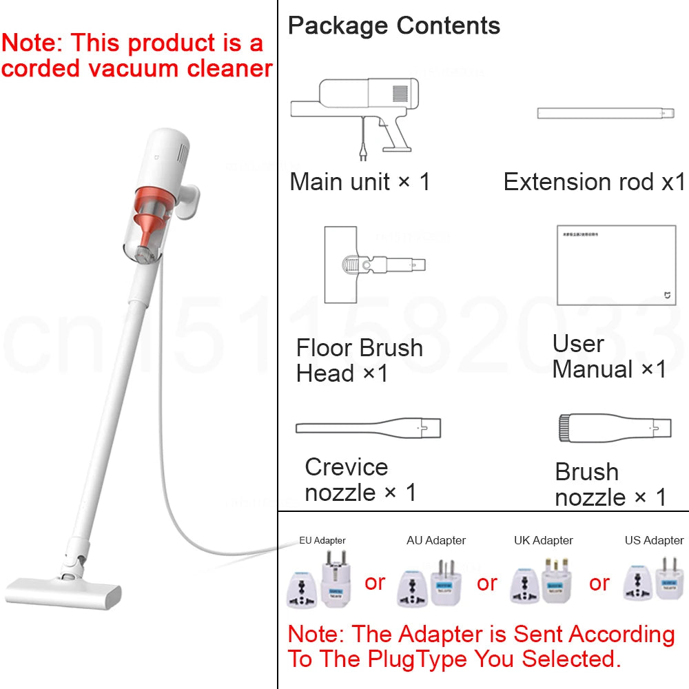 Xiaomi MIJIA Wired Handheld Vacuum Cleaner – 16kPa Suction, 0.5L Visual Dust Cup | Home Cleaning | EU/UK/AU