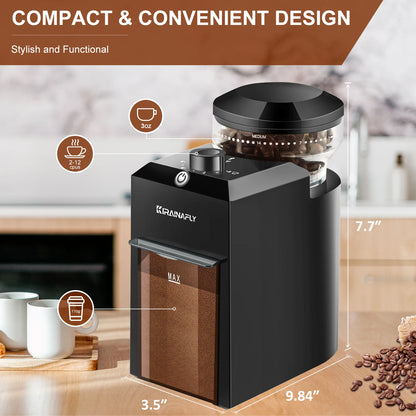 KIRAINAFLY Automatic Burr Mill Coffee Grinder 200W | 28 Grind Settings