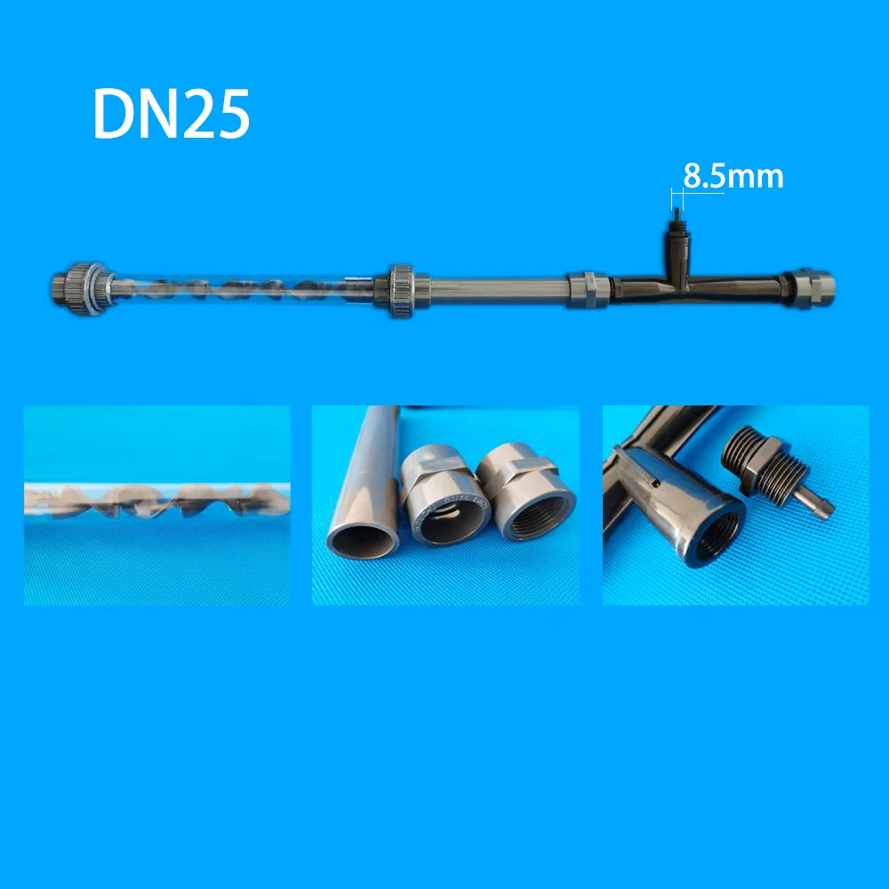 UPVC Inline Ozone Static Mixer DN15–DN100 | Optional PVDF Venturi | Water Treatment