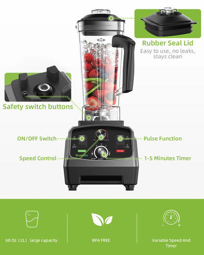 BioloMix 3HP Professional Blender BL-1800 | 2200W | 2L Jug | EU 220V