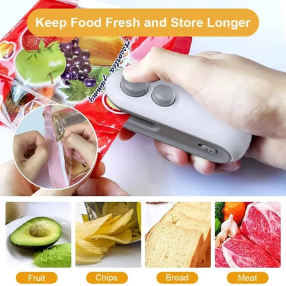 2-in-1 Rechargeable Mini Bag Sealer with Cutter | Portable Thermal Sealer | Food Storage