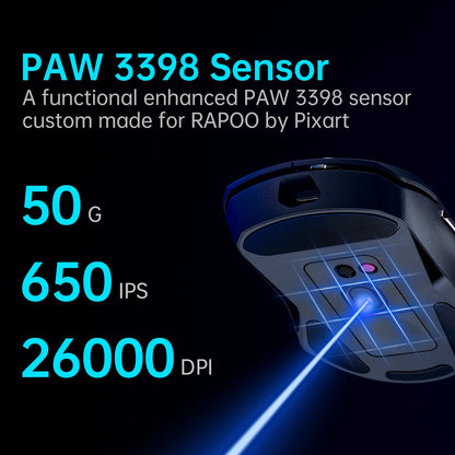 Rapoo VT9PRO Wireless Gaming Mouse – 68g Ultra-Light, PAW3395 26000DPI, 8K Polling, 8 Buttons