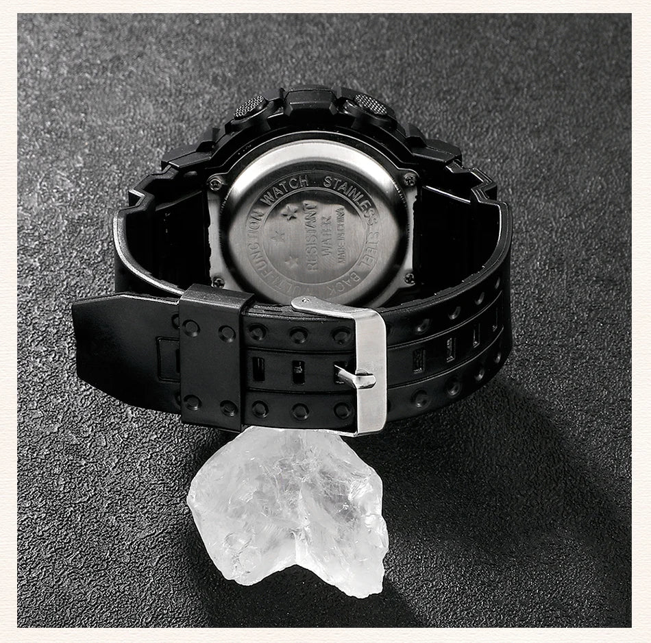 Men's Luminous Military LED Digital Watch - Waterproof, Silicone Strap, Calendar Display