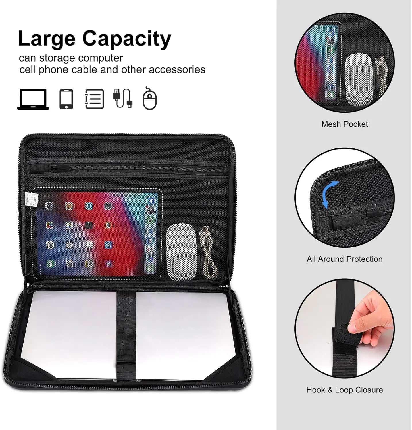 MOSISO Laptop Sleeve 15"/16" – Waterproof Hard Shell Shoulder Bag for MacBook Pro, HP, Dell