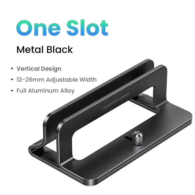 UGREEN Vertical Laptop Stand – Aluminum, Foldable, 1/2/3 Slots for MacBook Air, Pro & Tablets
