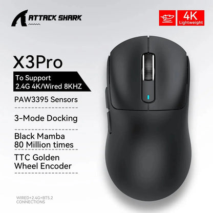 ATTACK SHARK X3 / X3 Pro Wireless Gaming Mouse – 26K DPI, 8K Hz, Tri-Mode, Ultra-Light