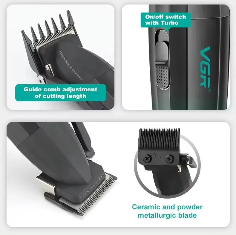 VGR Professional Hair Clipper | V-003 V-906 V-308 | Metal Body | Barber & Beard Trimmer