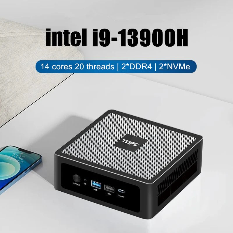 Aittact Mini PC 13th Gen Intel i9-13900H / i7-13700H / i5 – DDR5, 2x NVMe, 2x LAN, Windows 11