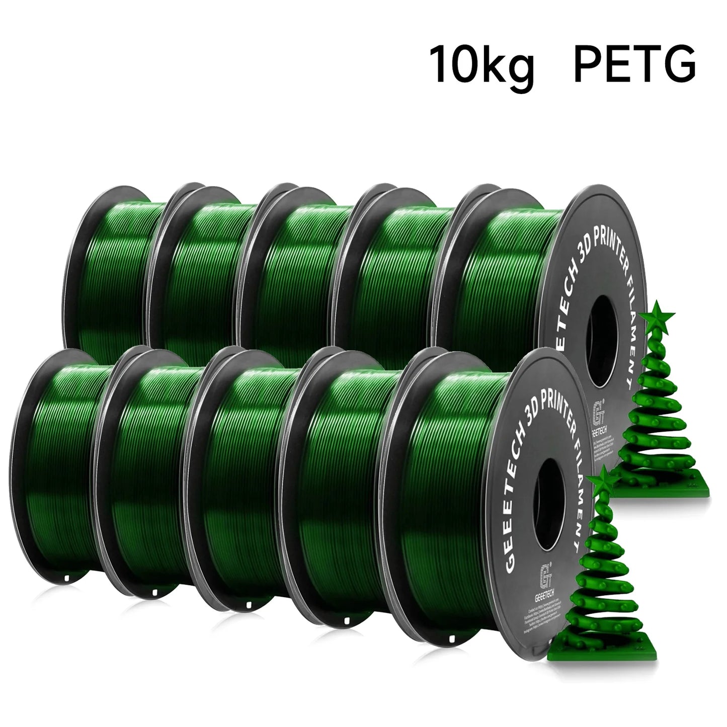 Geeetech PETG Filament – 10 Rolls x 1KG, 1.75mm, Vacuum Packed, for FDM 3D Printers