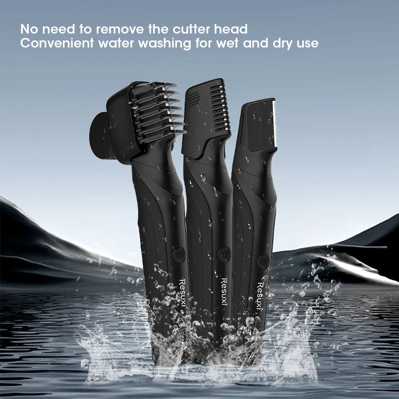 Body Hair Trimmer for Men | Groin & Pubic | Wet/Dry | V-Shaped Head | 2 Comb Attachments