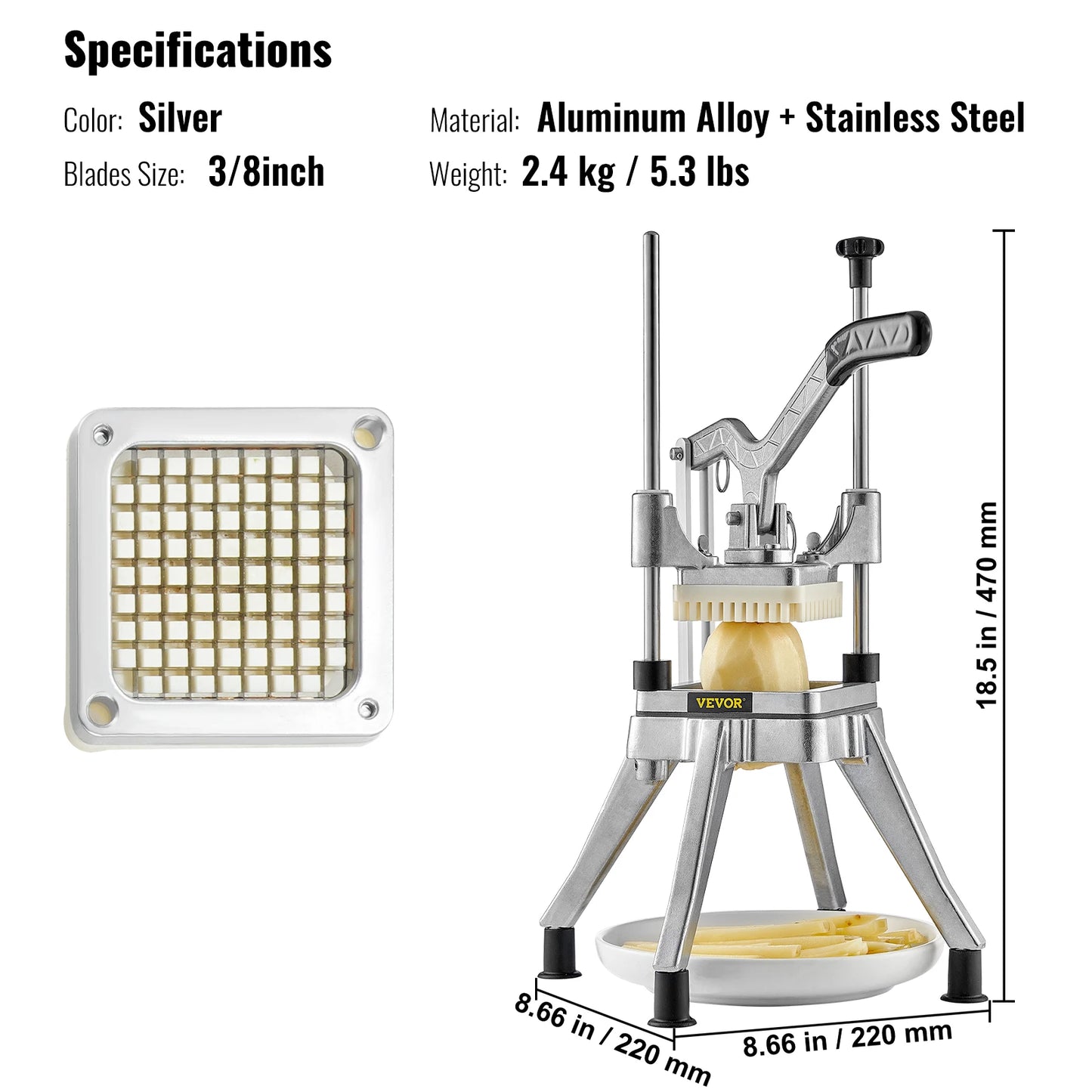 SucceBuy Commercial Food Dicer & French Fry Cutter – Heavy Duty Stainless Steel
