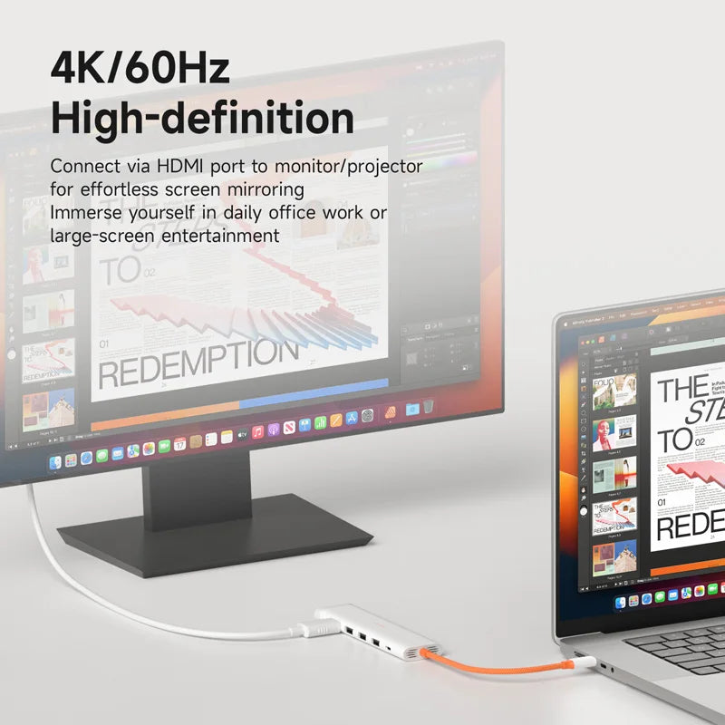 Hagibis USB-C Hub Multiport | 4K HDMI | RJ45 Ethernet | Heat Dissipation | MacBook & Laptops