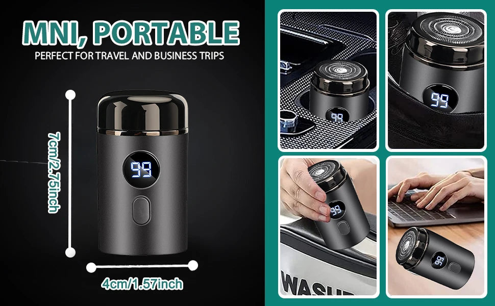 Mini Portable Electric Shaver for Men | LED Power Display | Pocket Size | USB Rechargeable
