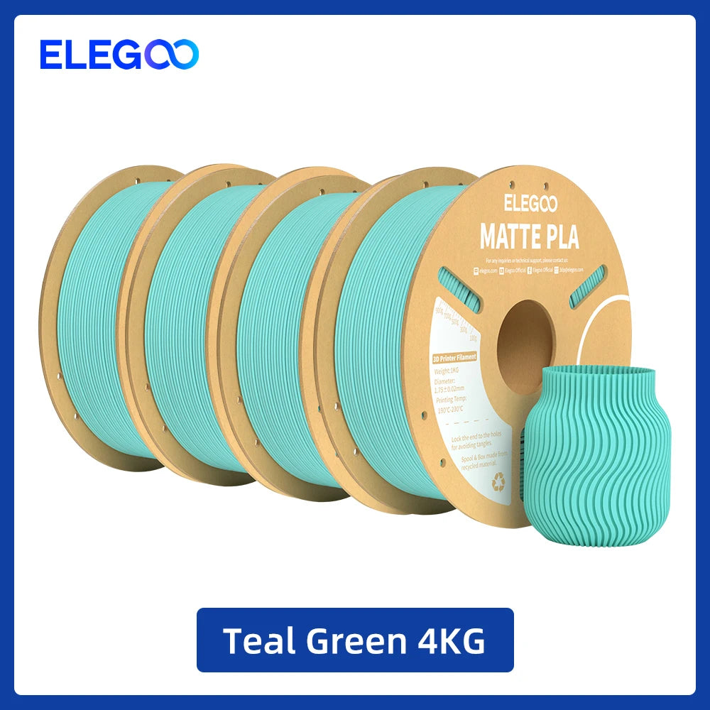 ELEGOO Matte PLA Filament 1.75mm 1KG – +/-0.02mm Accuracy, Cardboard Spool