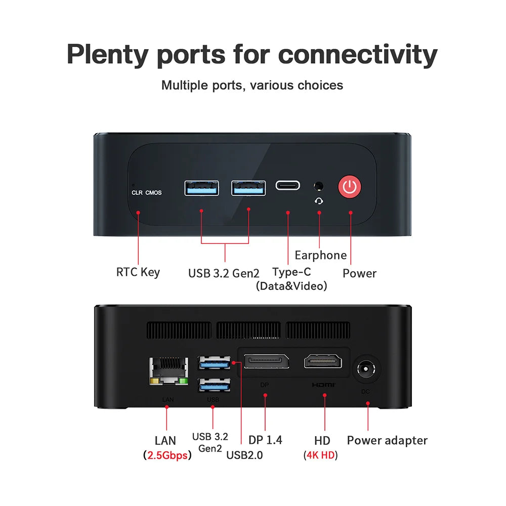 Beelink SER5 Max Mini PC – AMD Ryzen 7 6800U/7735HS, DDR5, WiFi 6, 2.5G LAN