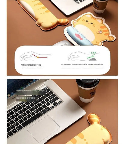 Cute Cartoon Corgi & Cat Mouse Pad with Wrist Rest – Memory Foam, Anti-Slip, Office Gift