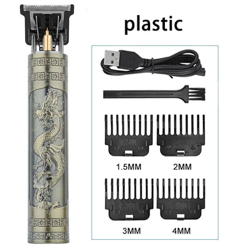 R.E.D. Shopping T9 LCD electric hair clipper with oil head precision trimmer for men, featuring a sleek design and adjustable blades.