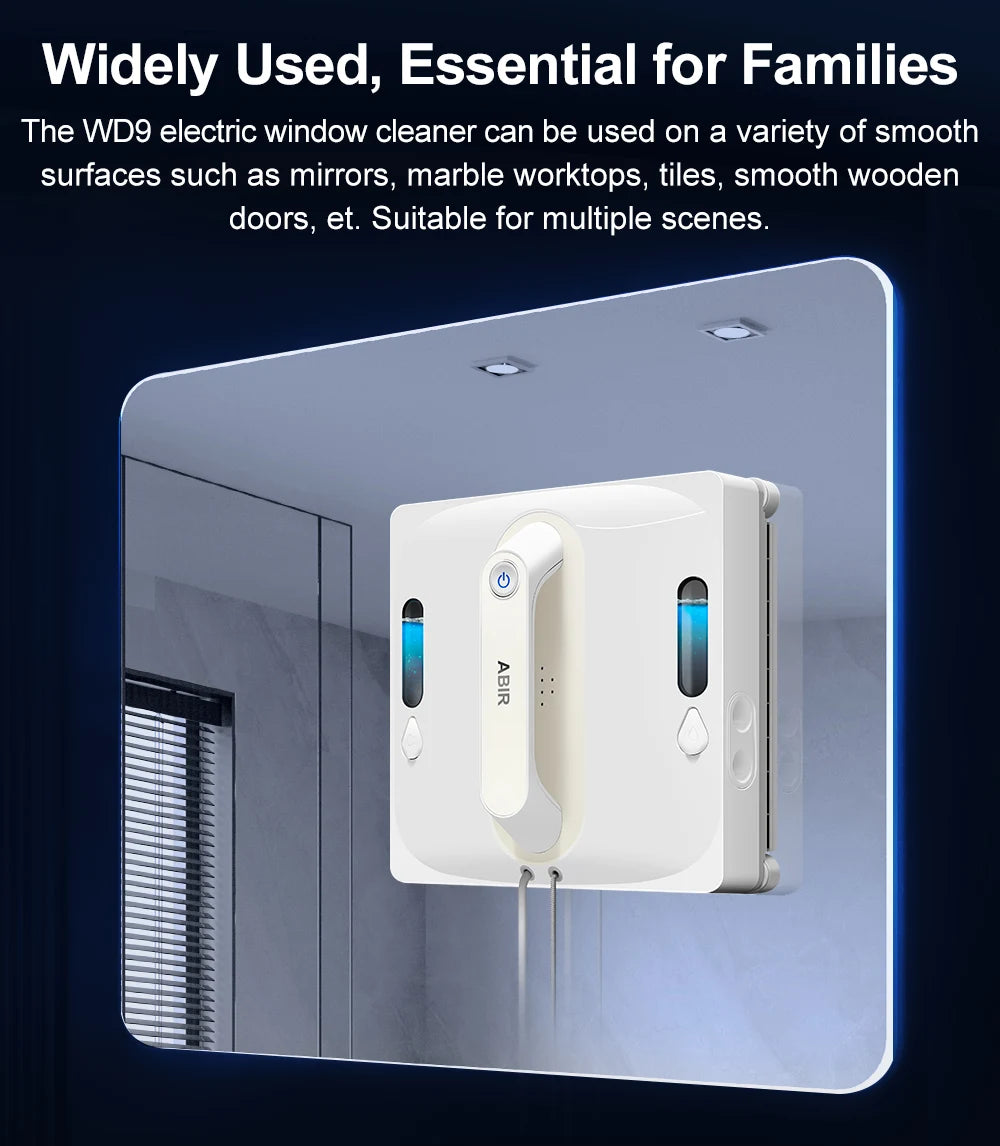 ABIR WD9 Robot Window Vacuum Cleaner – 9000Pa, 4-Way Water Spray, Laser Sensor, Wet & Dry