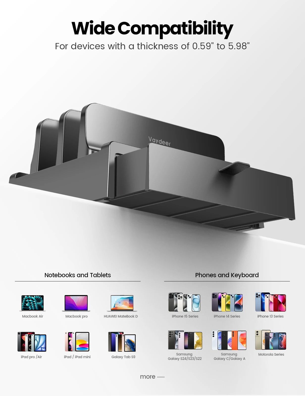 Vaydeer Vertical Laptop Stand with Drawer — 4-in-1 Dual Slot Adjustable Holder