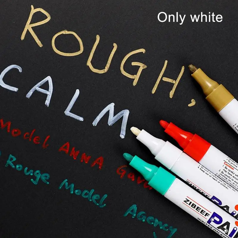 White Tyre Paint Pen Set | Waterproof Oil-Based Quick Dry Permanent Marker for Car Tyres (3pcs)