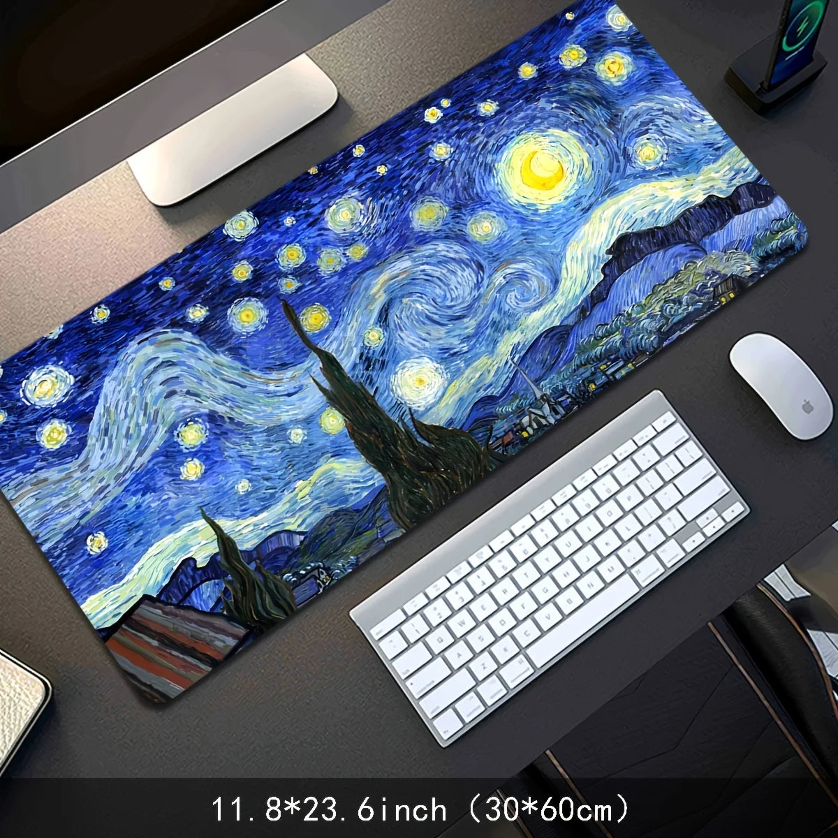Van Gogh Starry Night XXL Extended Gaming Mouse Pad – Anti-Slip Desk Mat for Keyboard & Mouse