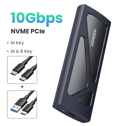UGREEN M.2 SSD Case | NVMe & SATA Dual Protocol | USB-C 3.1 10Gbps | NVMe PCIe / NGFF SATA | External SSD Enclosure