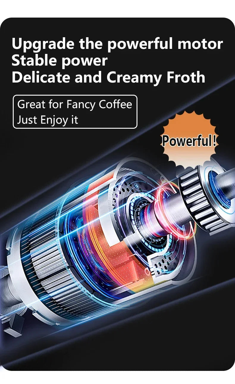 Cordless USB Electric Milk Frother – 3-Speed Handheld Foam Maker