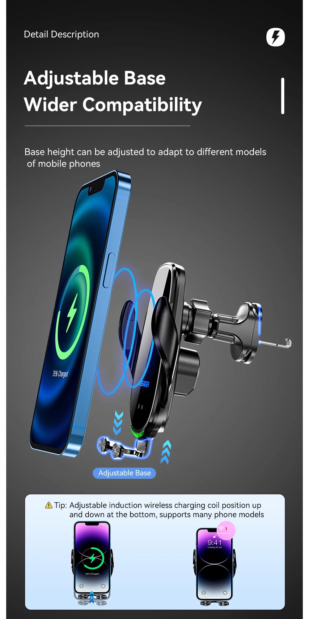 Essager 15W Wireless Car Charger Air Vent Mount – Fast Charging for iPhone, Xiaomi & Huawei