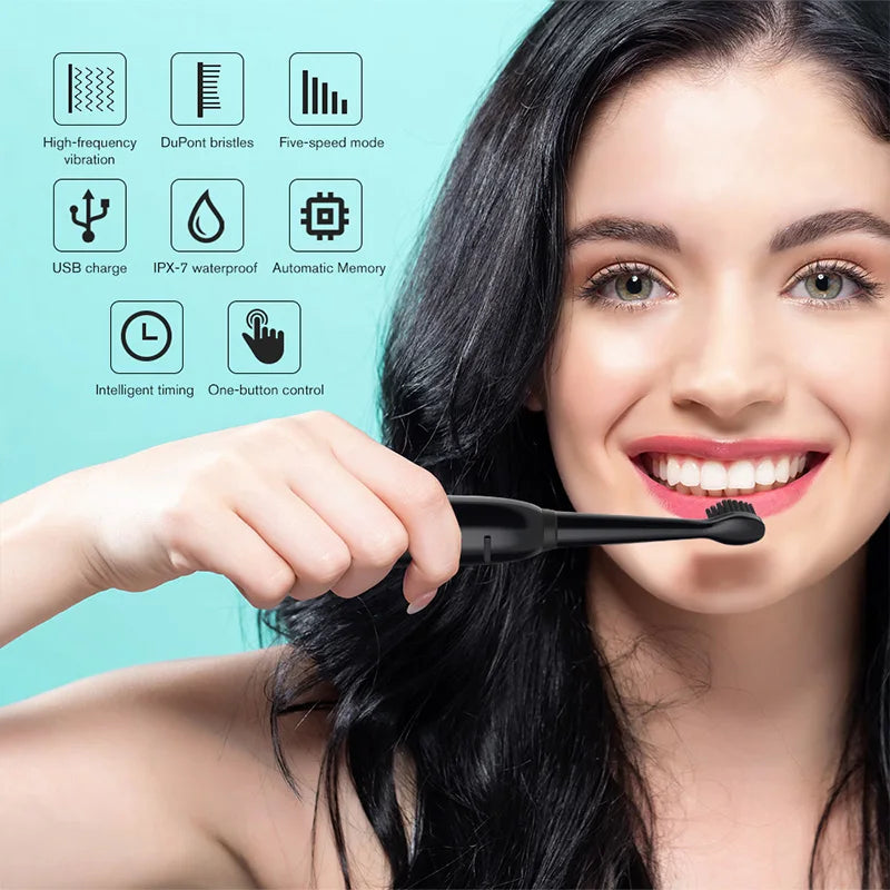 Rechargeable R.E.D. electric toothbrush with 5 brushing modes, waterproof design, and 30-day battery life for oral care.