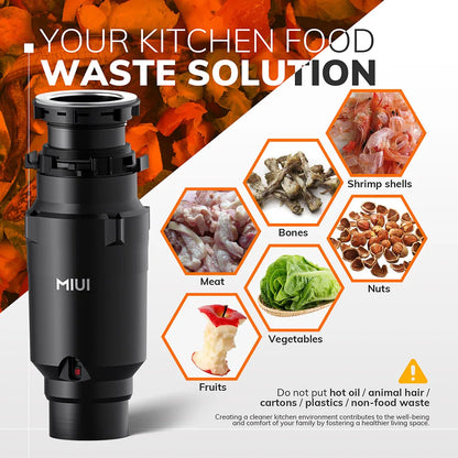 Food Waste Garbage Disposal Unit | 750W | Silent Motor | EU Plug | Under-Sink