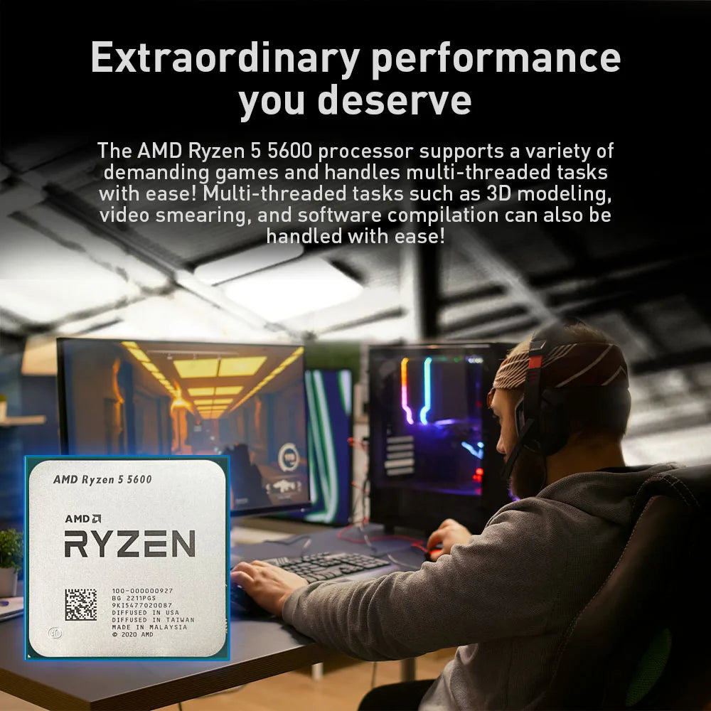 AMD Ryzen 5 5600 AM4 CPU – 6-Core, 4.4GHz Boost, 32MB Cache
