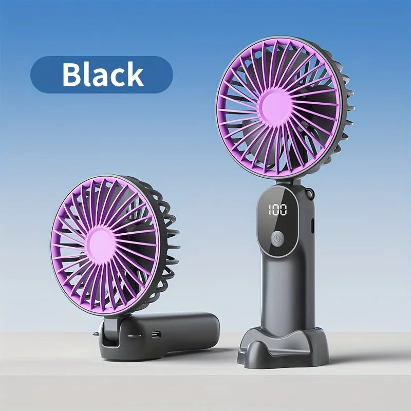 Mini Portable USB Fan 2026 – 6-Speed Foldable 3-in-1 with Digital Display