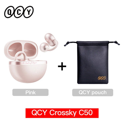 QCY Crossky C50 Open-Ear Clip-On Wireless Earbuds – Bluetooth 6.0, 4 AI Mics, Bass Boost, 60Hrs