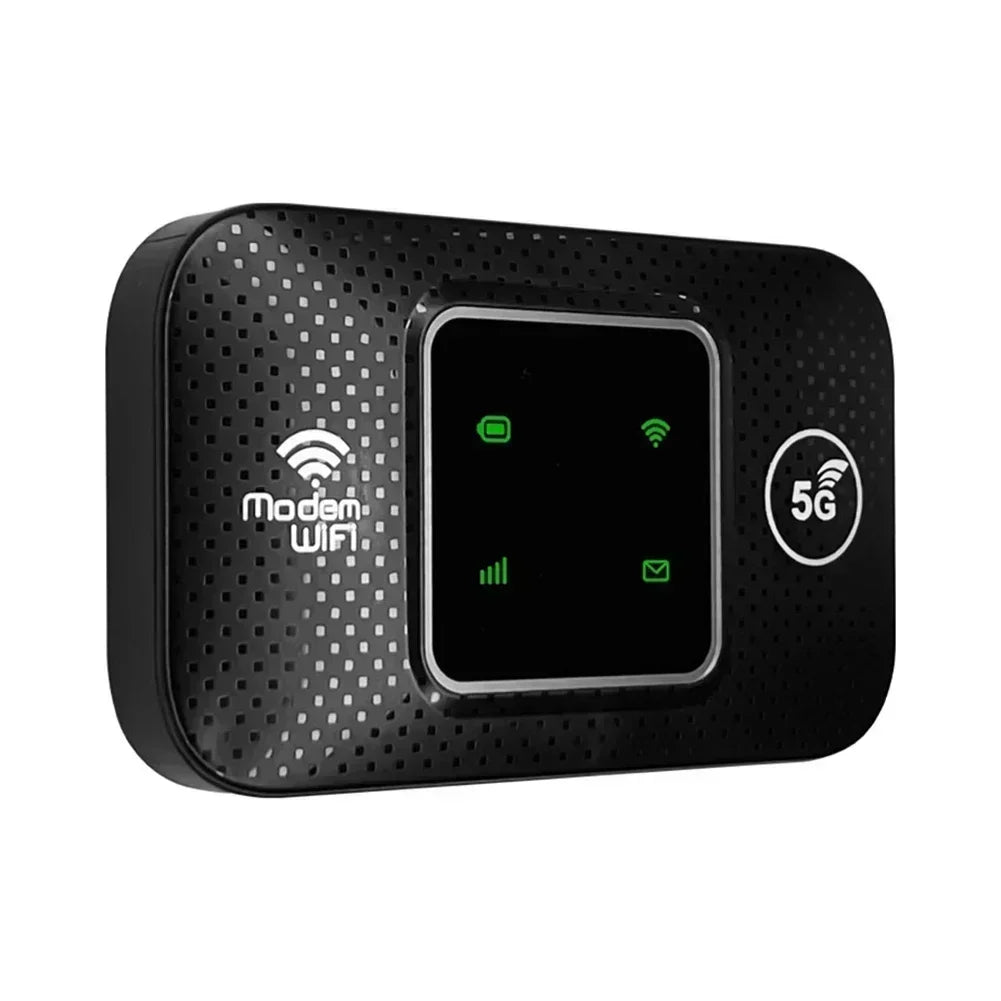 Portable R.E.D. Shopping 4G/5G WiFi router with SIM card slot, compact mobile hotspot device, supports up to 150Mbps data speed.