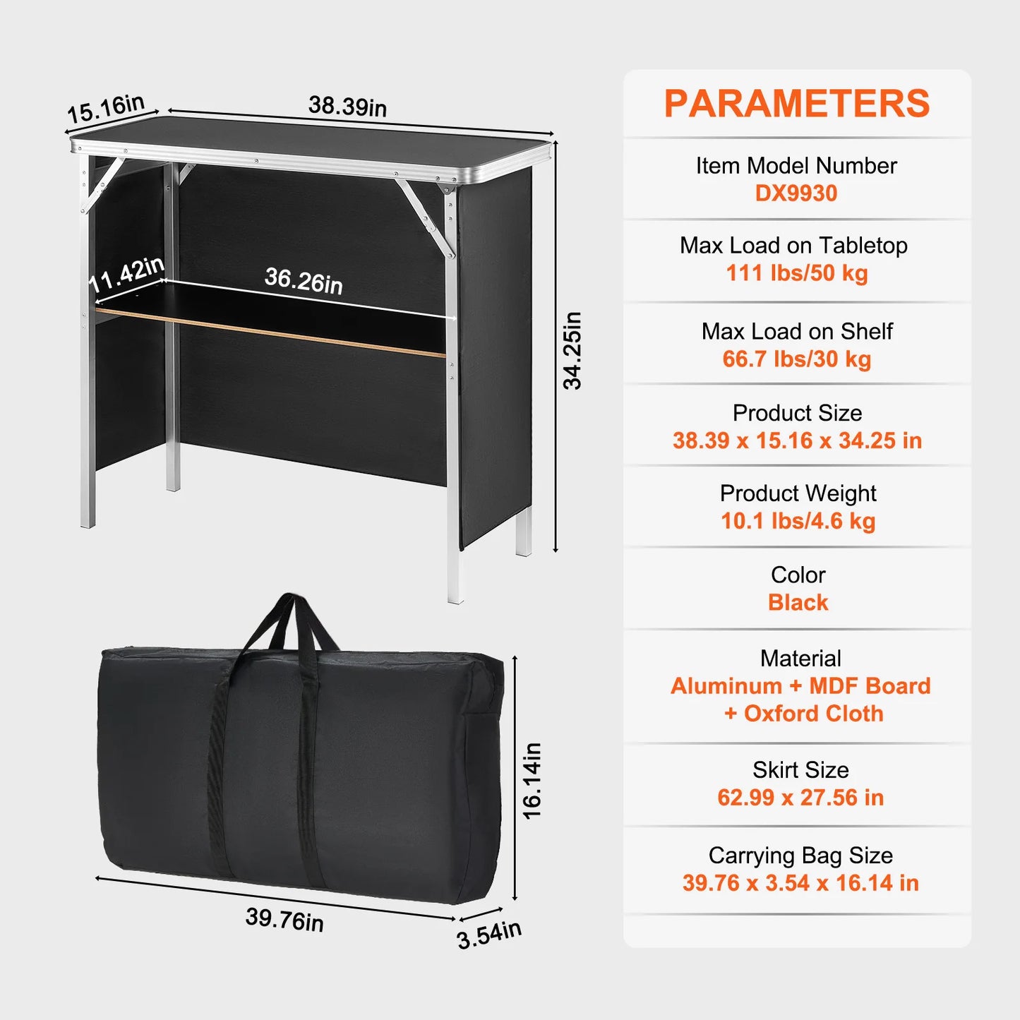 SucceBuy Portable Folding Bar Table | Trade Show Podium with Carrying Case
