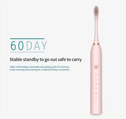 Electric Ultrasonic Toothbrush – 6 Modes, USB Rechargeable, Waterproof